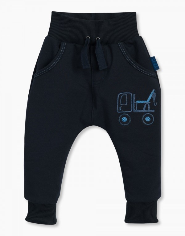 Baggy hlače z vezeno aplikacijo avto žerjav