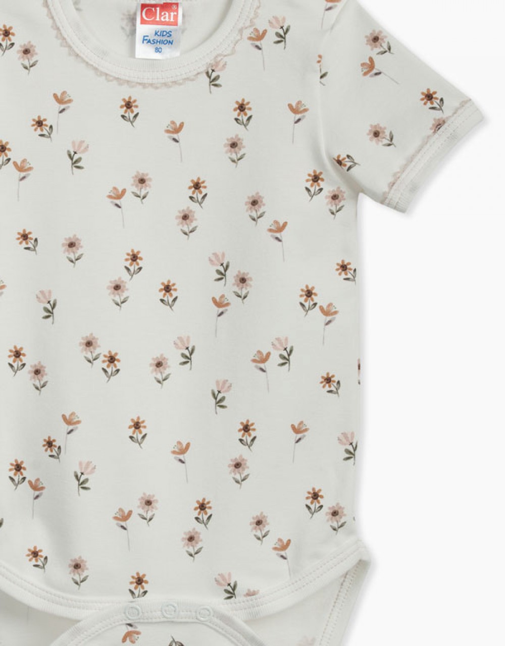 Bodi kratek rokav s potiskom ljubkih rožic