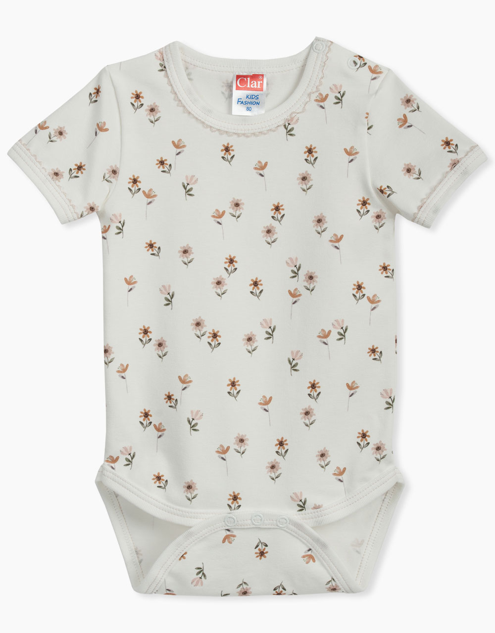 Bodi kratek rokav s potiskom ljubkih rožic