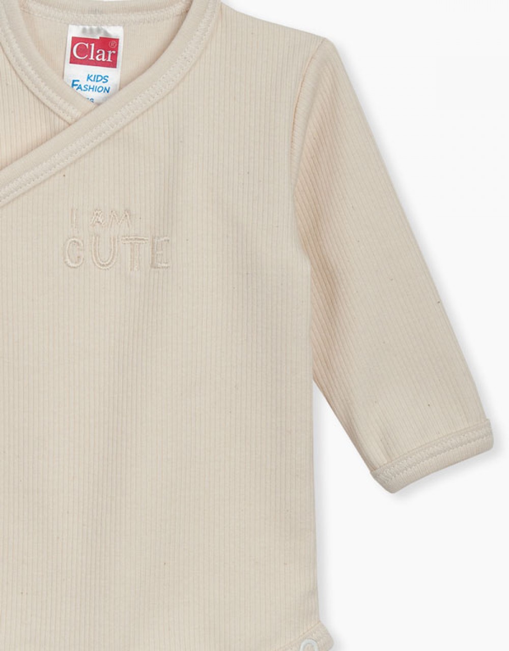 Bodi na preklop Natural z vezenjem I Am Cute