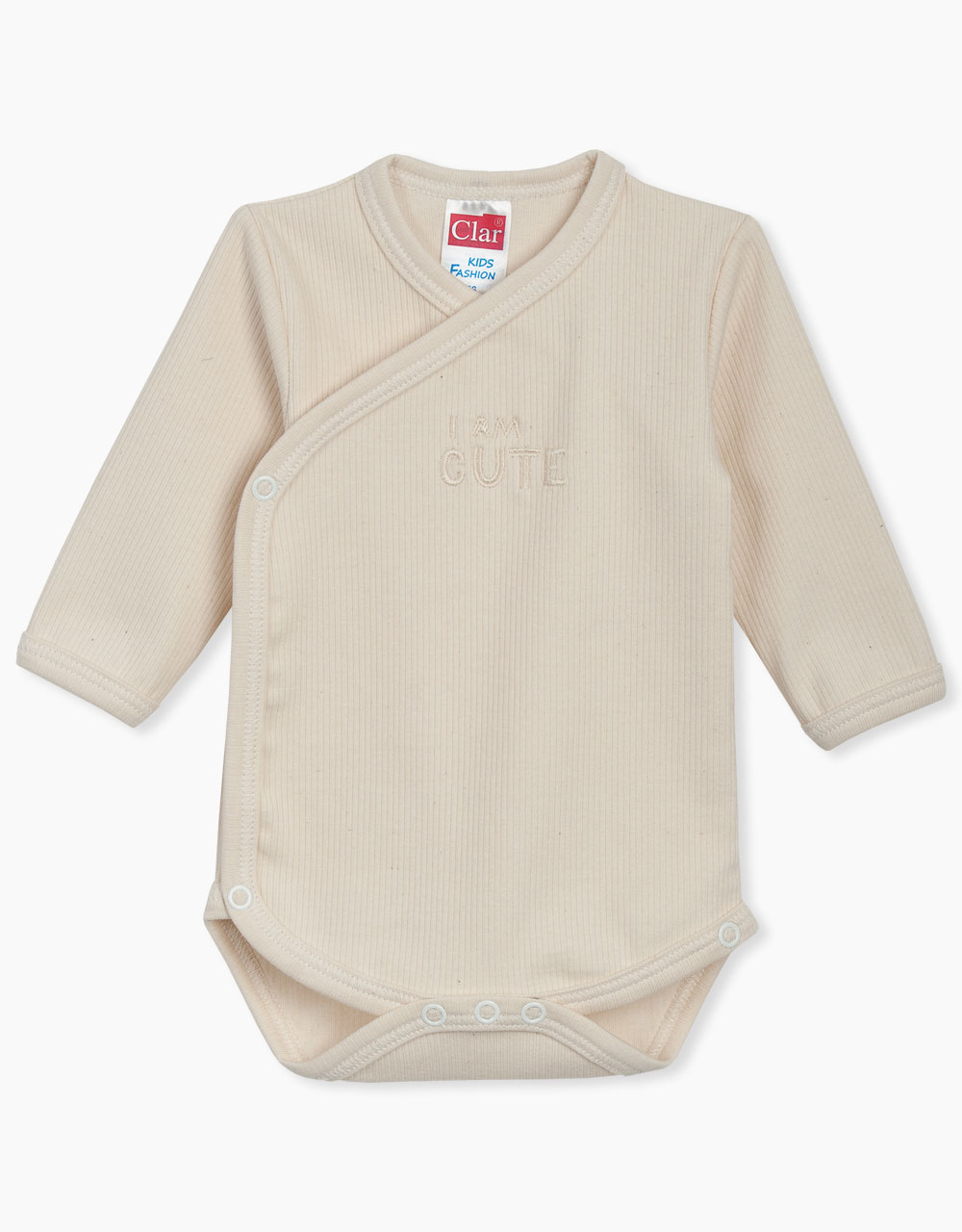 Bodi na preklop Natural z vezenjem I Am Cute