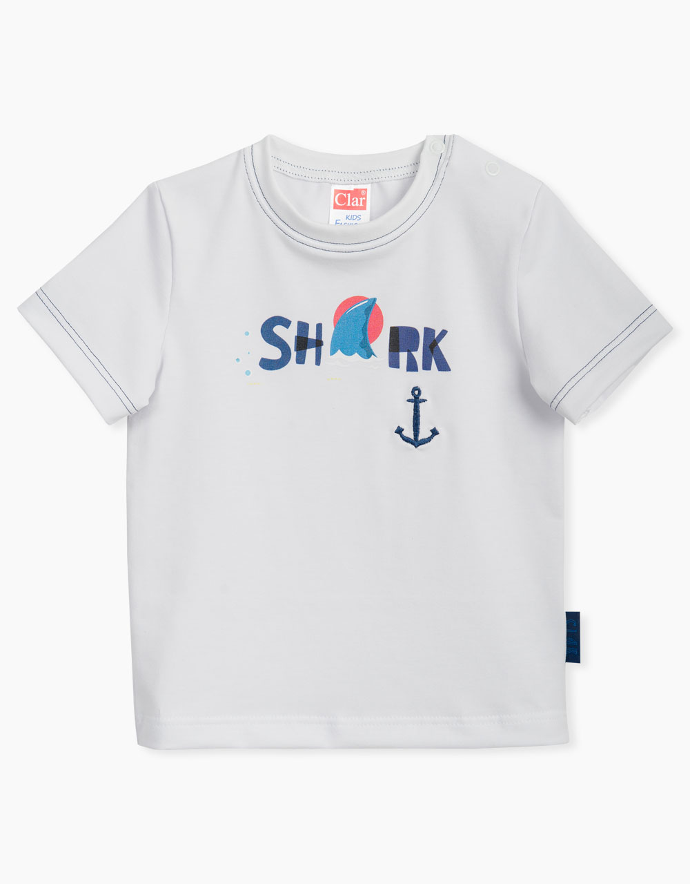 Majica iz bombaža s potiskom Shark in vezenjem