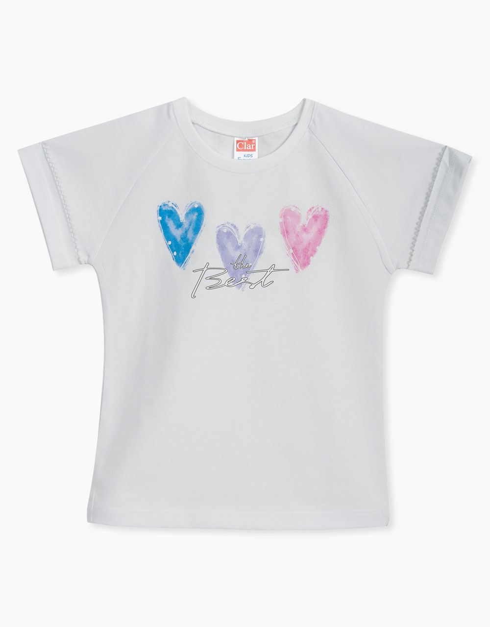 Majica kratek rokav s potiskom trije srčki