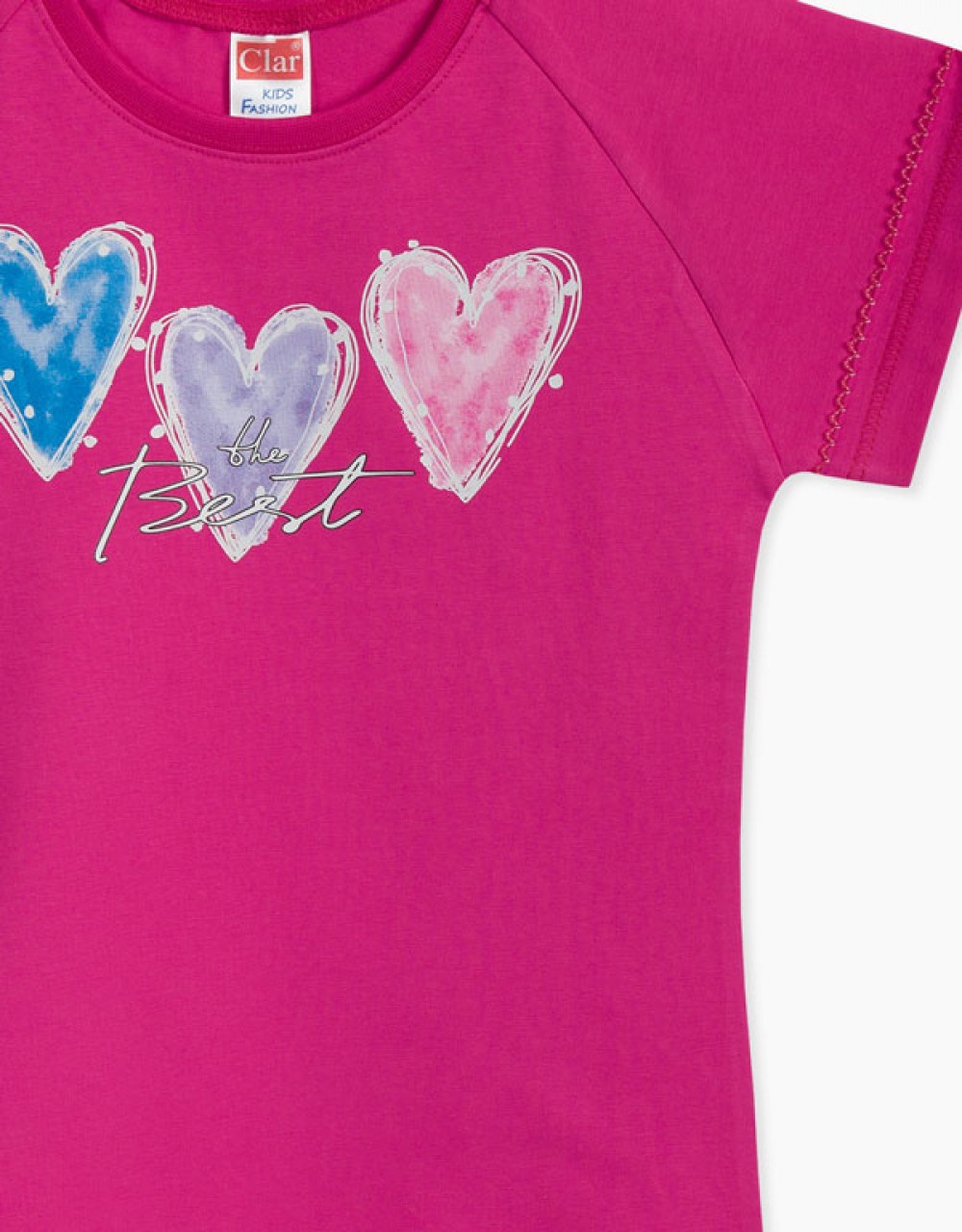 Majica kratek rokav s potiskom trije srčki