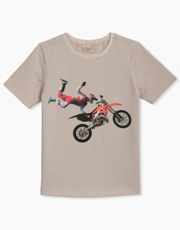 Otroška majica kratek rokav z grafiko motor