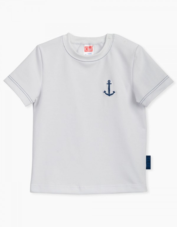 Otroška majica kratek rokav z vezenim sidrom