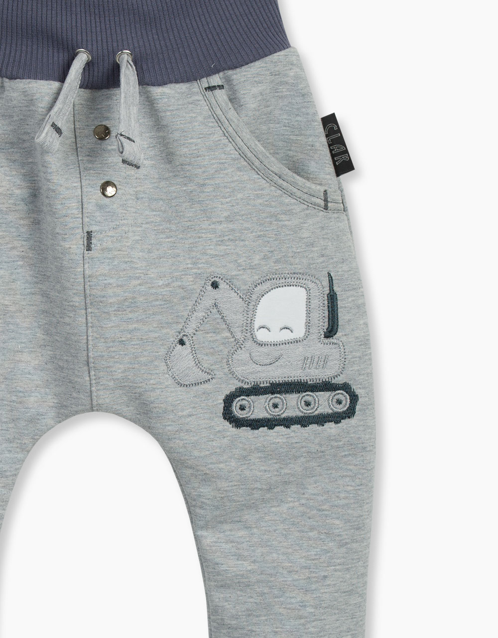 Otroške baggy hlače z aplikacijo mali bager