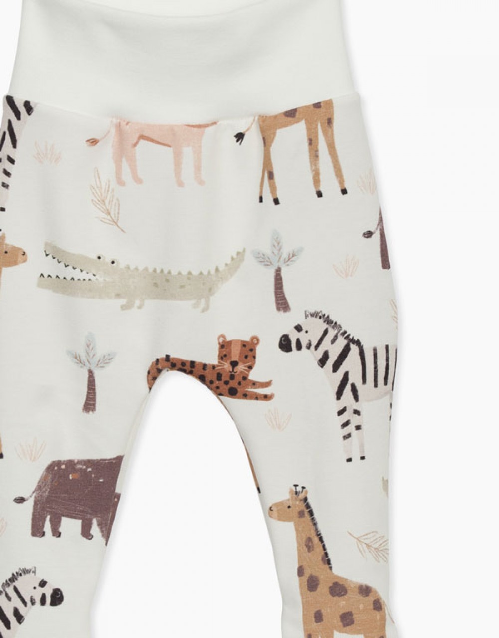 Otroške hlače do pasu s stopali Safari živali