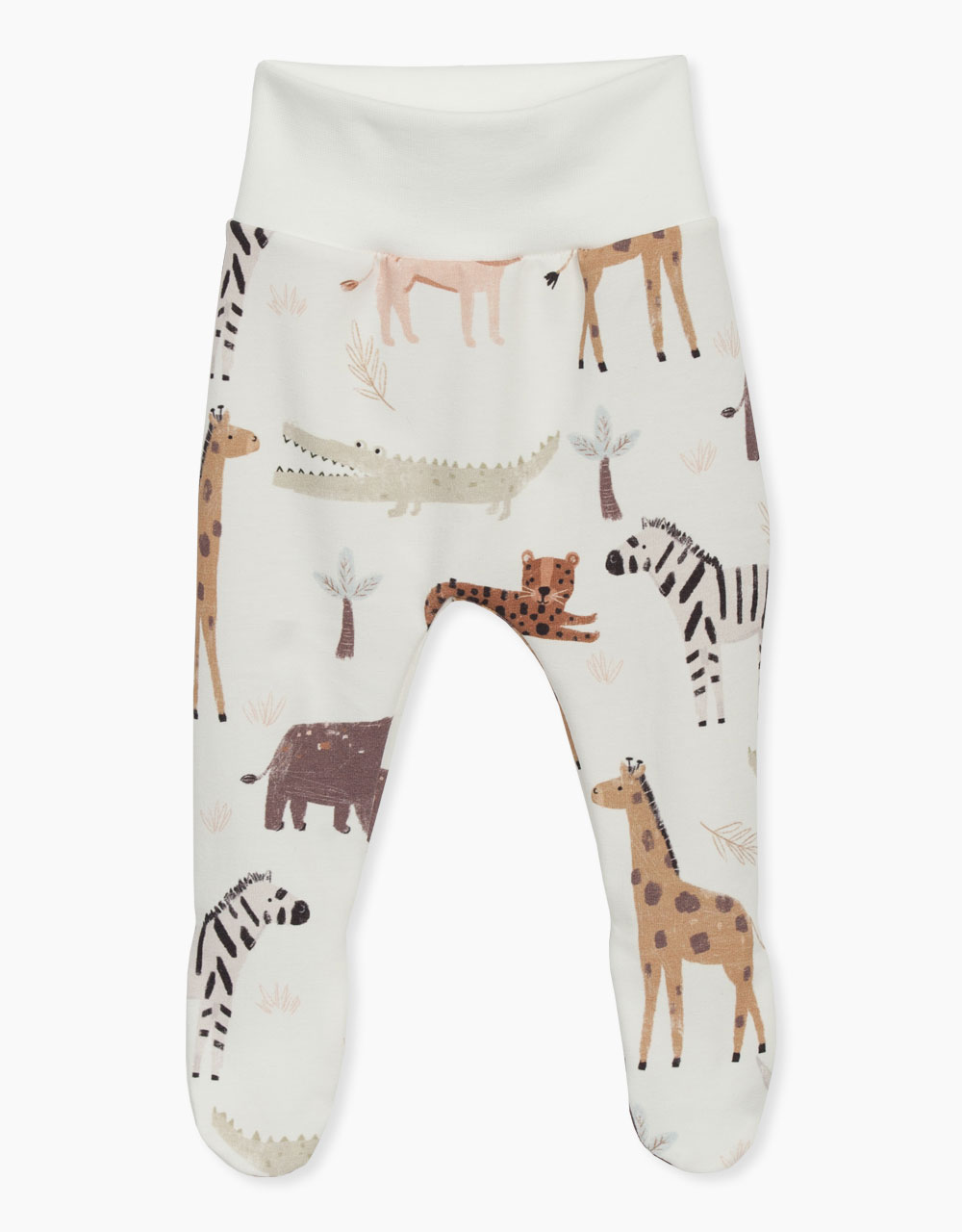 Otroške hlače do pasu s stopali Safari živali