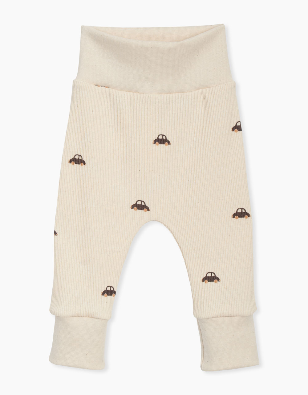 Otroške hlače legice do pasu Natural avtomobilčki