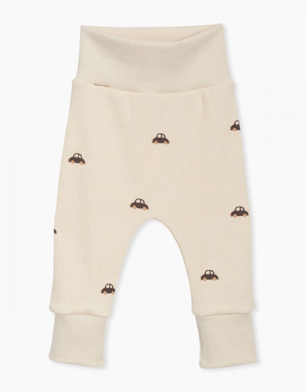 Otroške hlače legice do pasu Natural avtomobilčki