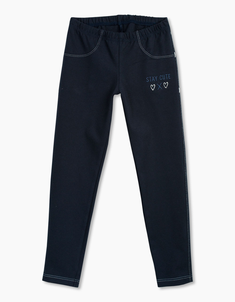 Otroške pajkice z žepi in vezenimi srčki Stay cute