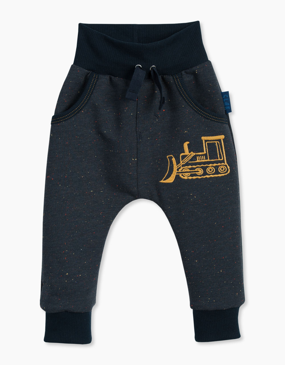 Otroške termo baggy hlače z aplikacijo buldožer