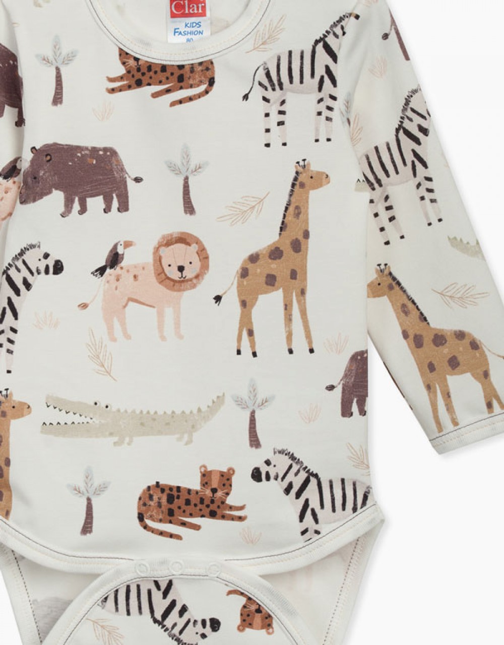Otroški bodi dolgi rokav Safari živali