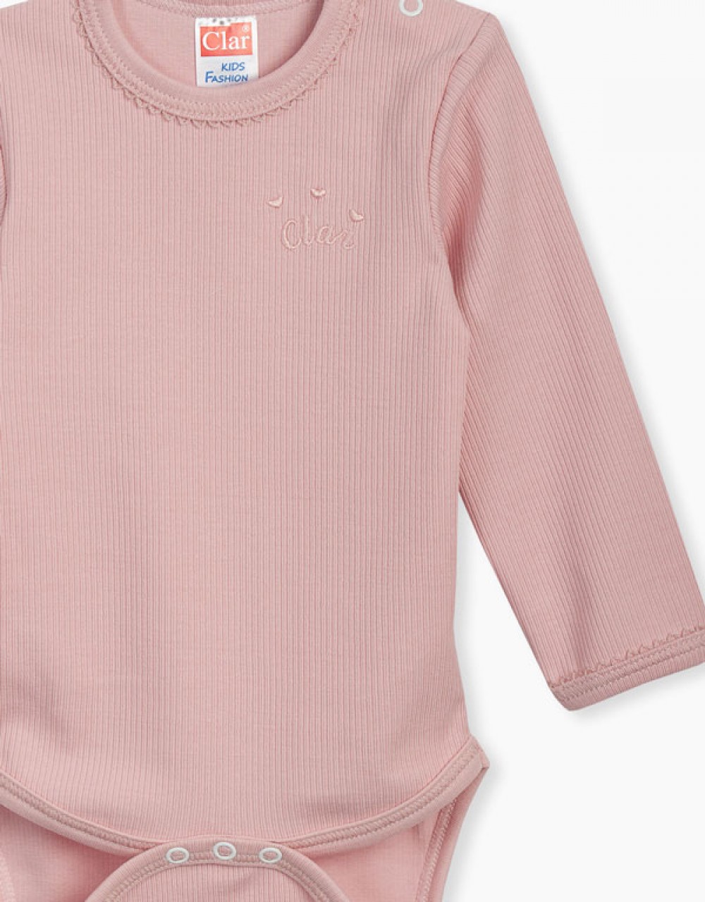 Otroški bodi iz rebrastega materiala in vezenjem