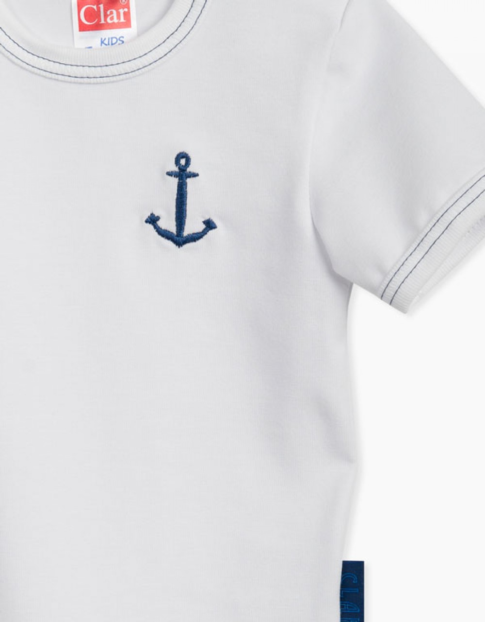 Otroški bodi kratek rokav z vezenim sidrom