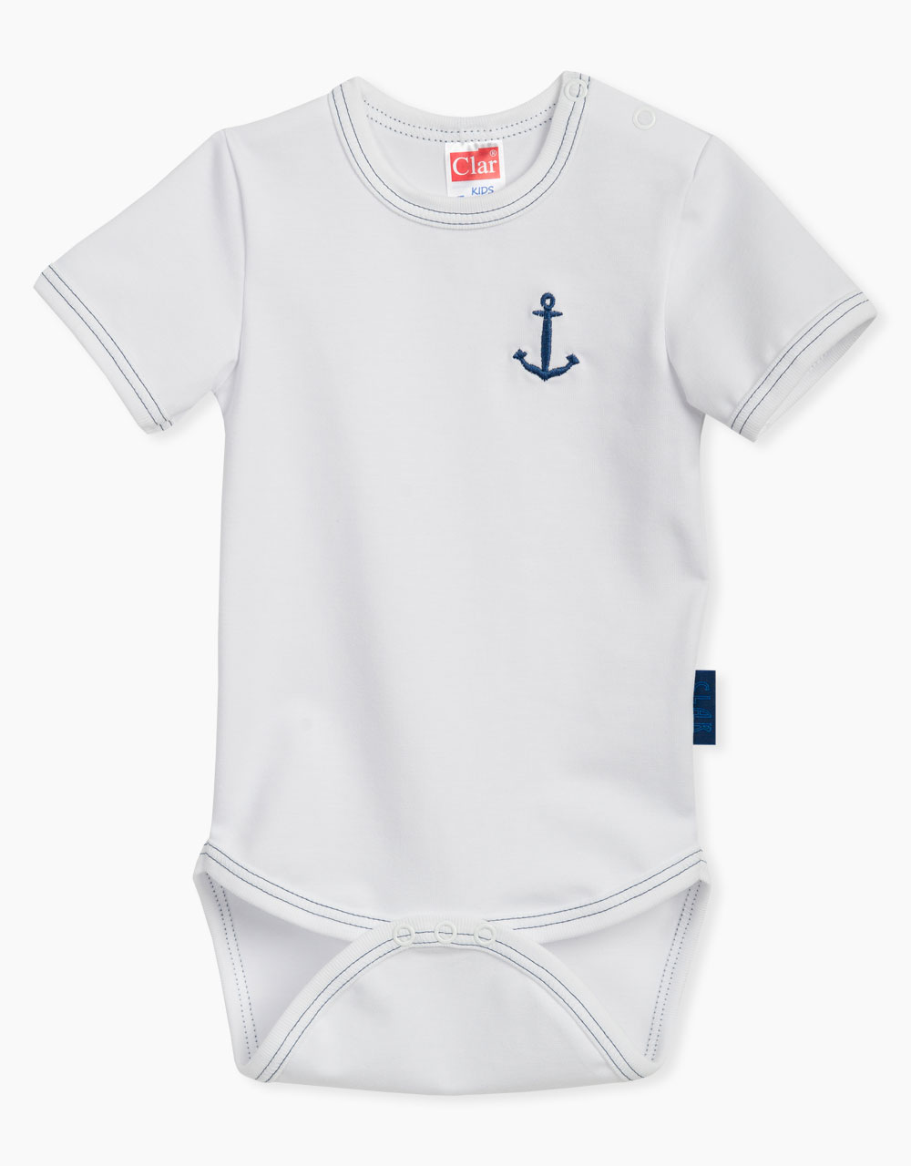 Otroški bodi kratek rokav z vezenim sidrom