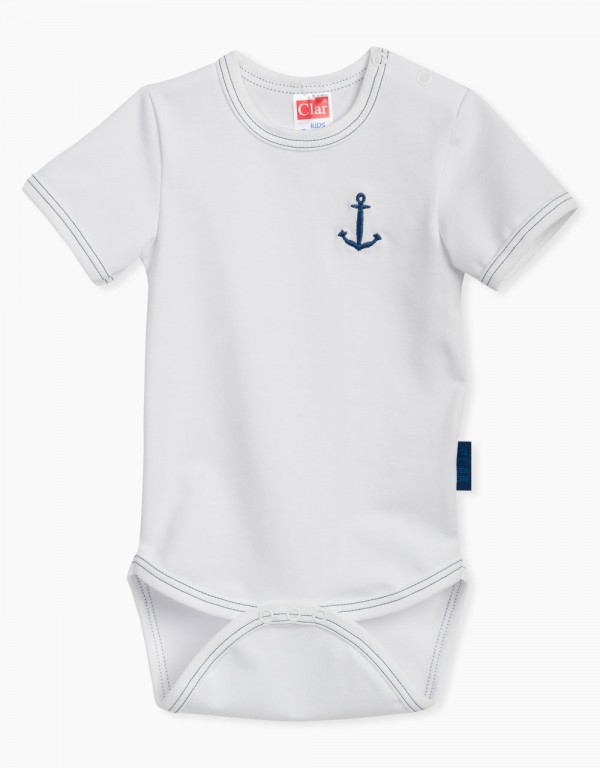 Otroški bodi kratek rokav z vezenim sidrom