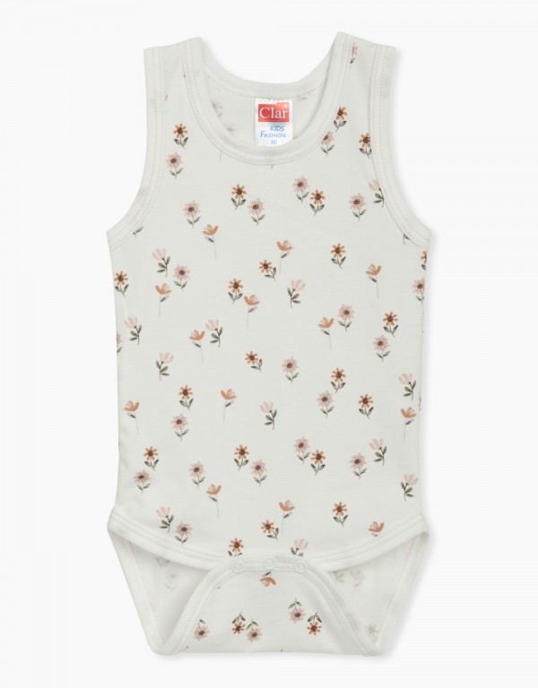 Otroški bodi na naramnice s potiskom ljubkih rožic