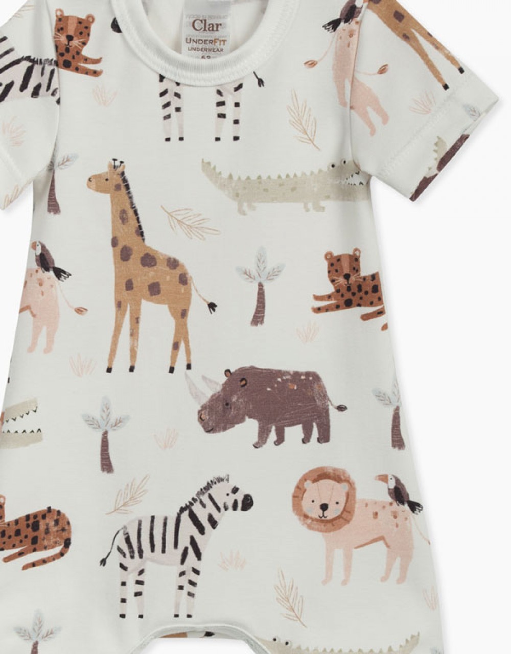 Otroški pajac-romper KR s potiskom safari živali