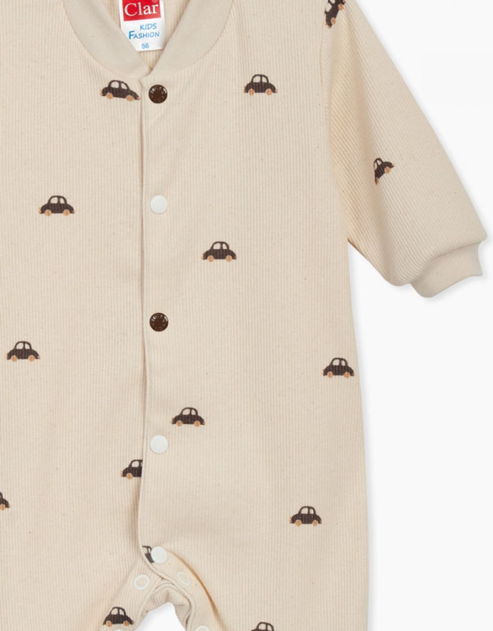 Pajac za dojenčka z rokavi Natural avtomobilčki