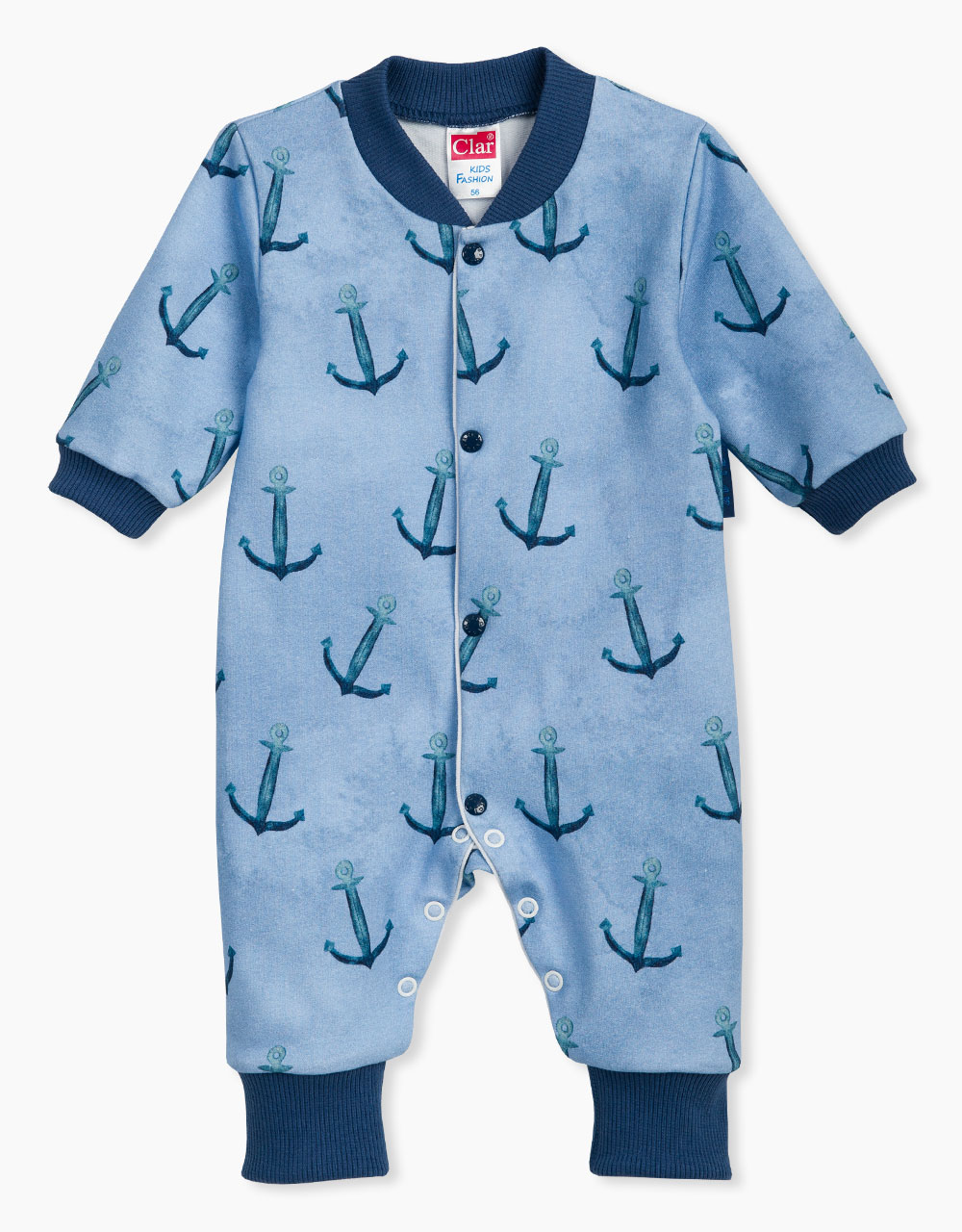 Pajac-romper brez stopal s potiskom sidro