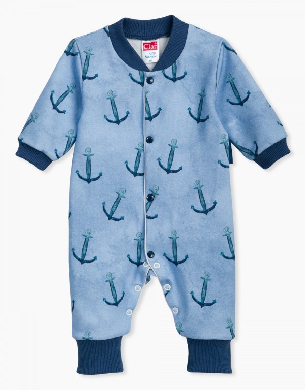 Pajac-romper brez stopal s potiskom sidro