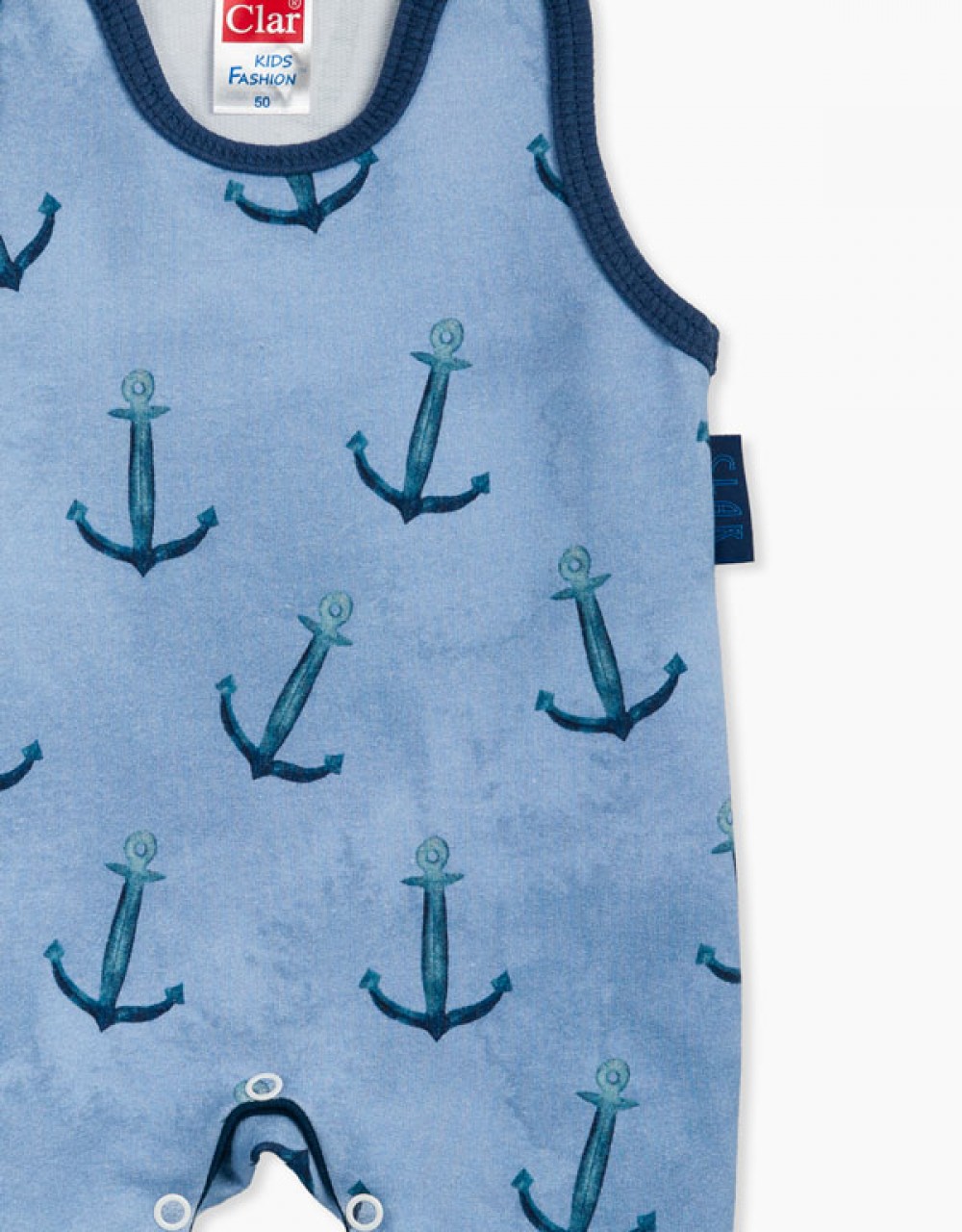 Pajac-romper na naramnice s potiskom sidro