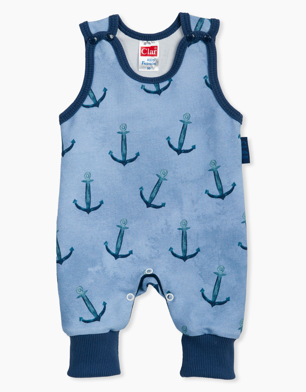 Pajac-romper na naramnice s potiskom sidro