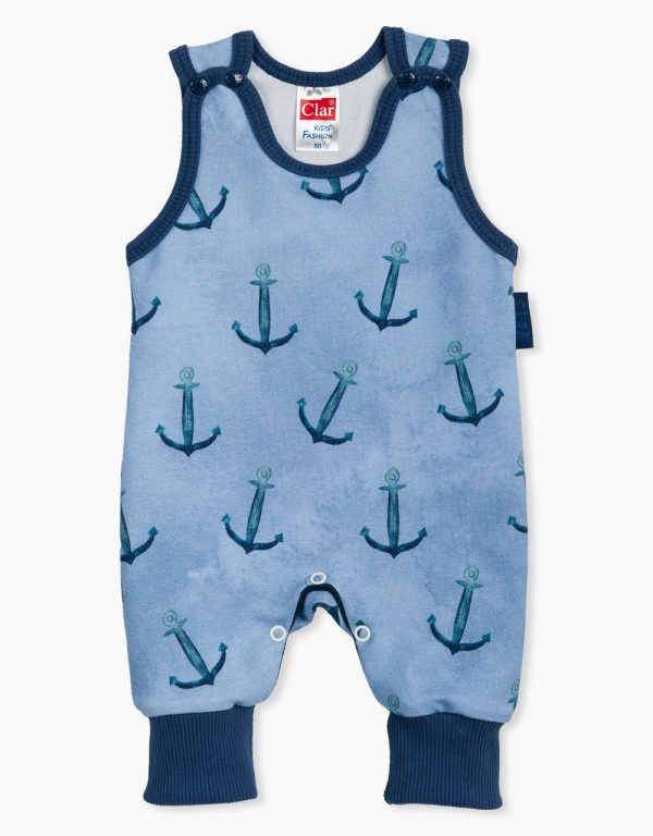 Pajac-romper na naramnice s potiskom sidro