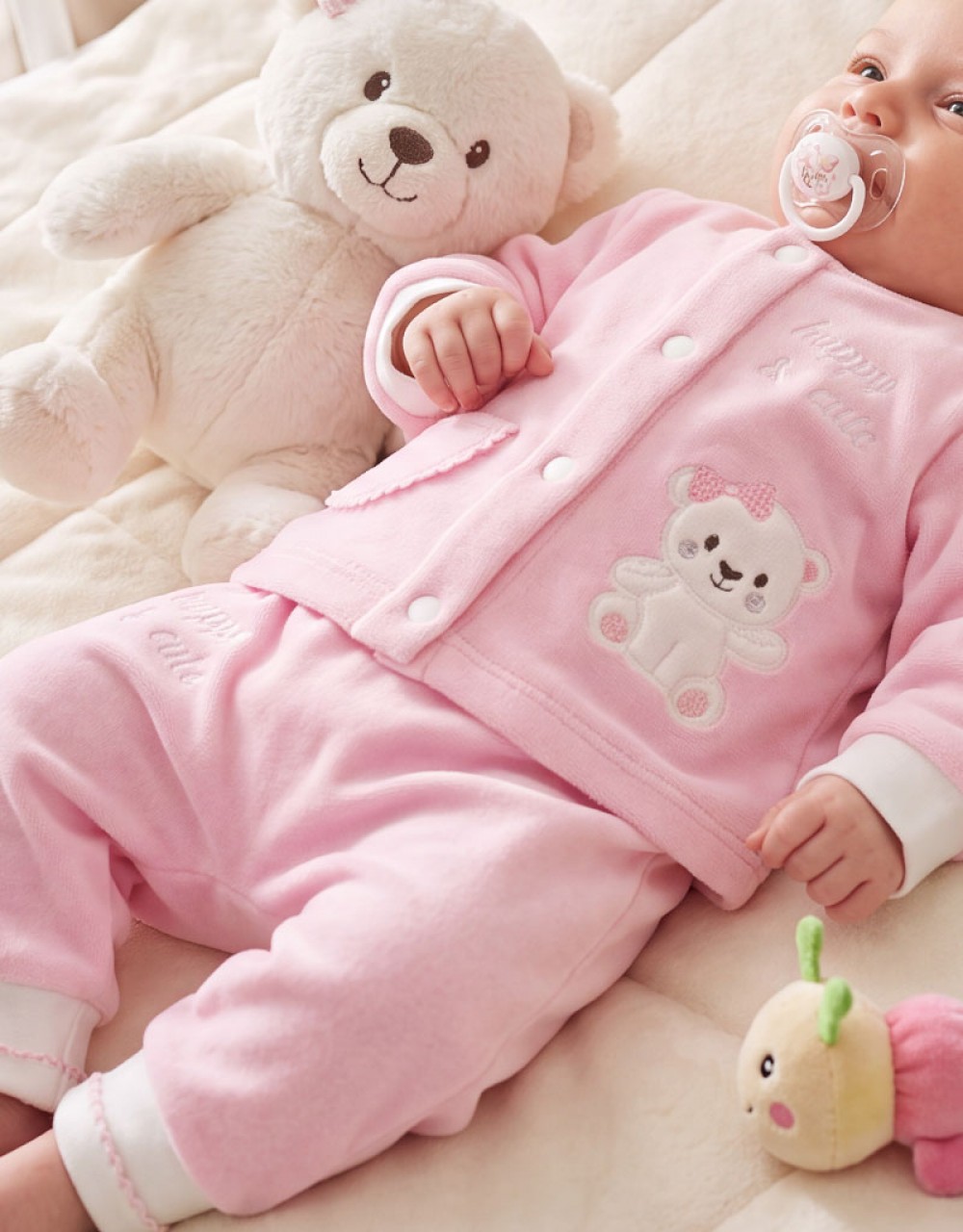 Plišasti komplet za dojenčka medvedek Happy & Cute